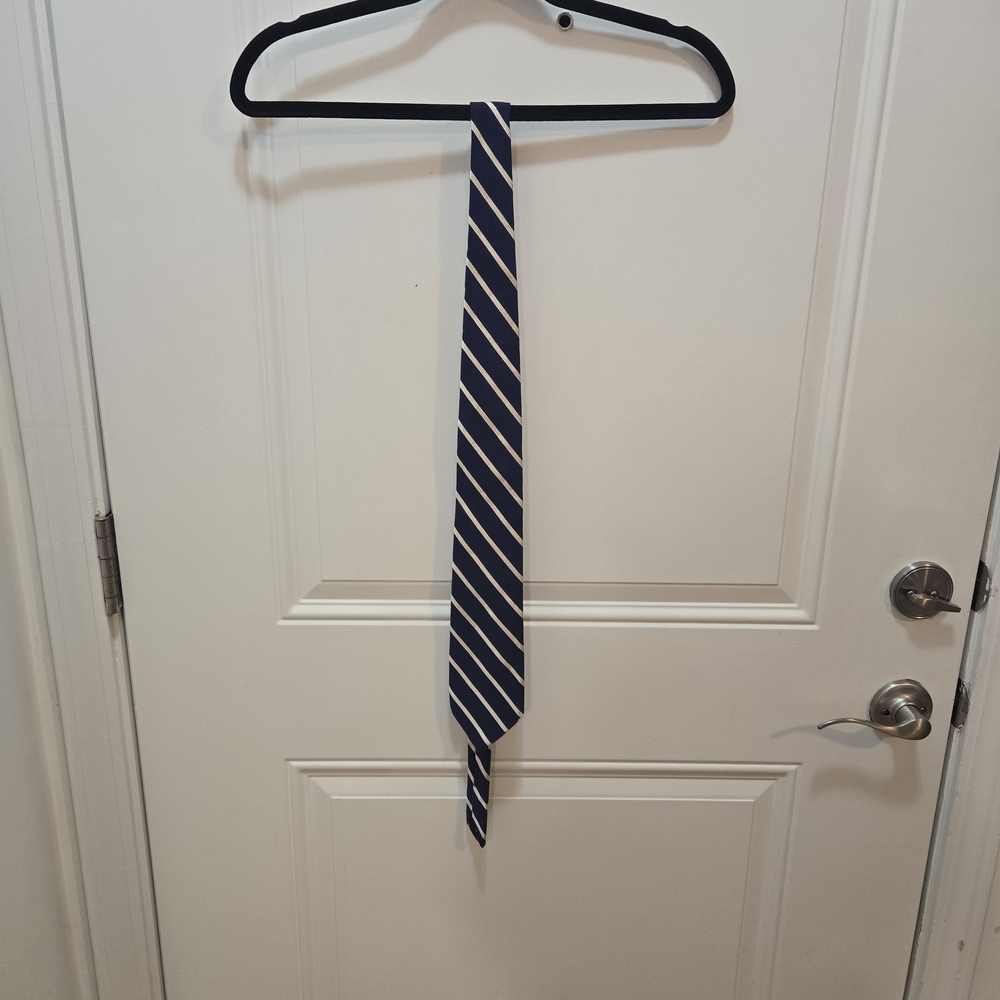Elegant Navy and White Striped Tie